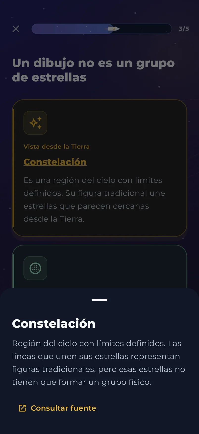 Glosario contextual abierto en una lección real de Astraea