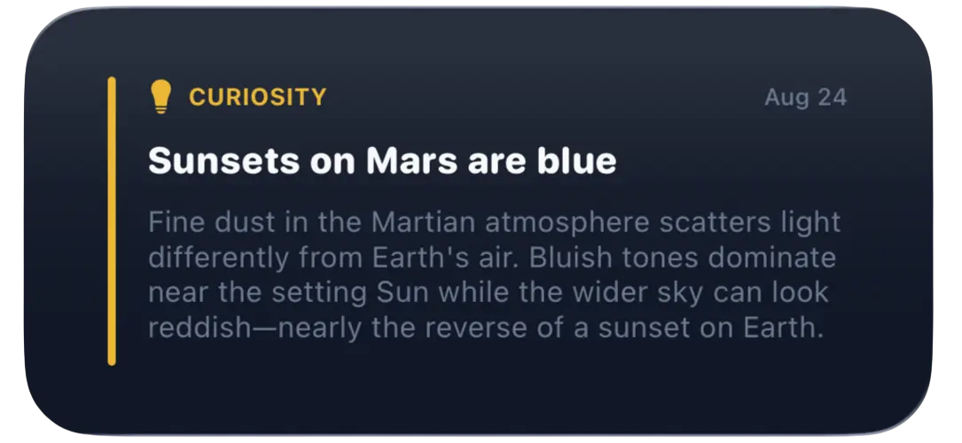 Astraea daily curiosity widget