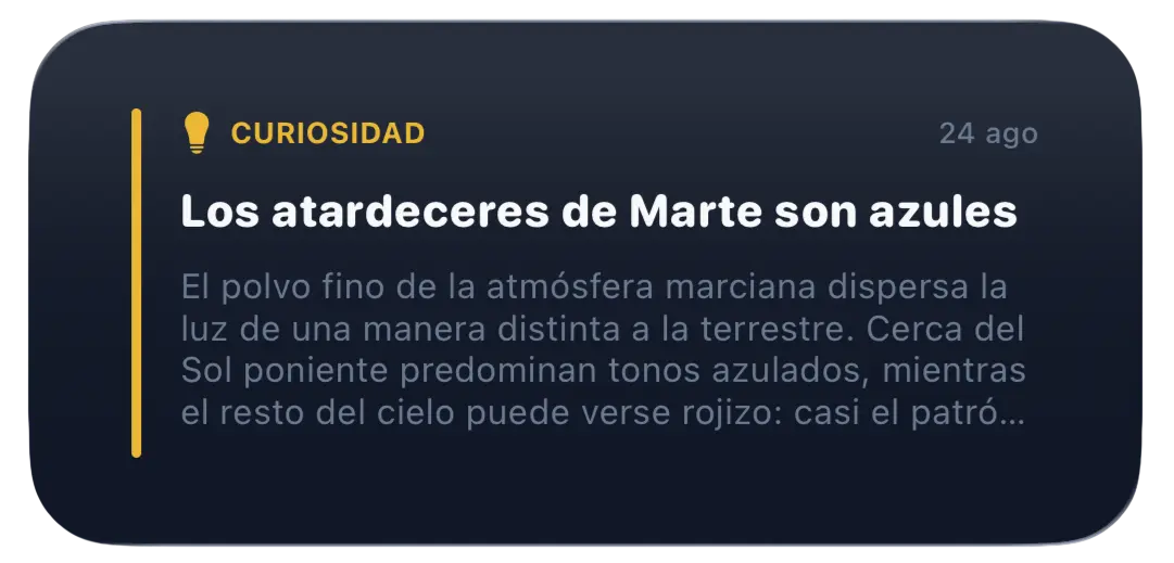 Widget de curiosidad diaria de Astraea